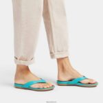 Women GRACIE Leather Flip Flops Fitflop 882F8 Tahiti Blue - Image 2