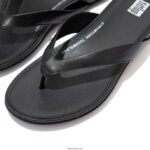 Women GRACIE Leather Flip Flops Fitflop 882F9 All Black - Image 4