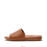 Women GRACIE Leather Slides Fitflop 882F195 Light Tan