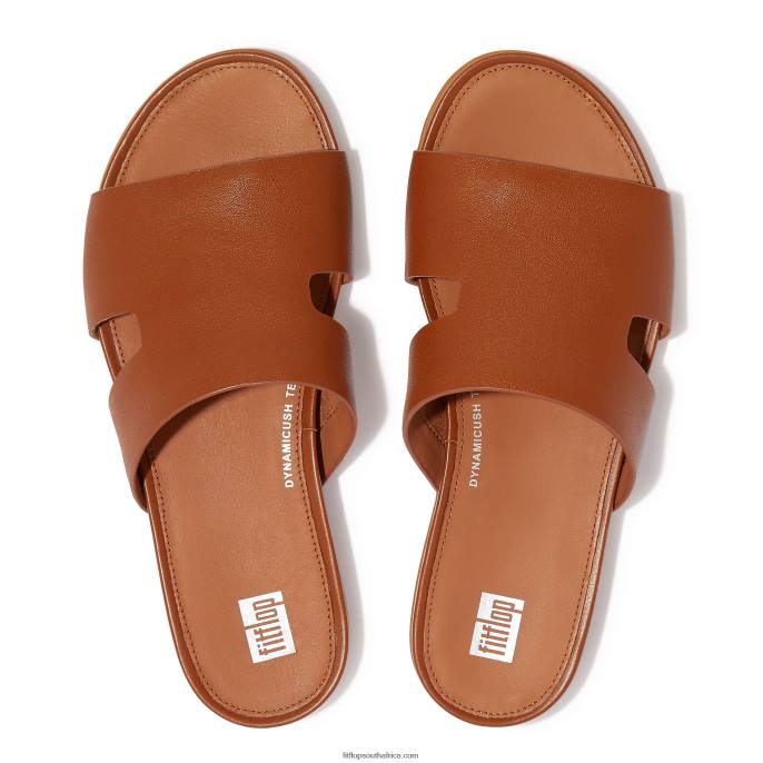 Women GRACIE Leather Slides With Toe Post Fitflop 882F142 Light Tan - Image 3