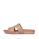 Women GRACIE Leather Slides With Toe Post Fitflop 882F143 Beige