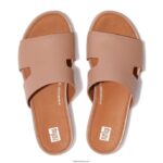Women GRACIE Leather Slides With Toe Post Fitflop 882F143 Beige - Image 3