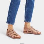 Women GRACIE Matt-Buckle Leather Fisherman Sandals Fitflop 882F45 Beige - Image 2