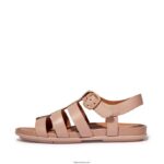 Women GRACIE Matt-Buckle Leather Fisherman Sandals Fitflop 882F45 Beige