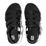 Women GRACIE Matt-Buckle Leather Fisherman Sandals Fitflop 882F46 All Black - Image 3