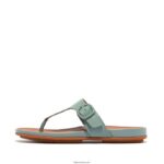 Women GRACIE Matt-Buckle Leather Toe-Post Sandals Fitflop 882F75 Cool Blue