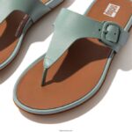 Women GRACIE Matt-Buckle Leather Toe-Post Sandals Fitflop 882F75 Cool Blue - Image 3