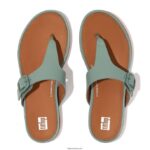 Women GRACIE Matt-Buckle Leather Toe-Post Sandals Fitflop 882F75 Cool Blue - Image 4