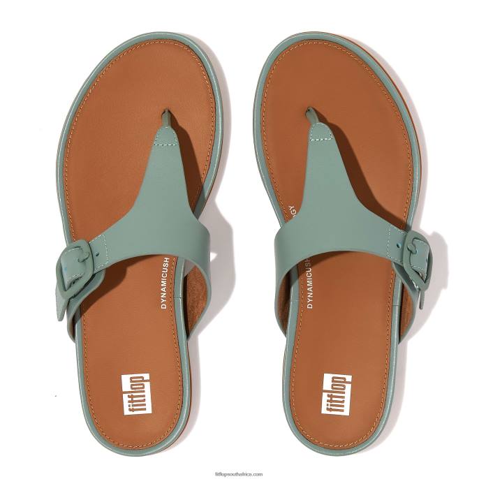 Women GRACIE Matt-Buckle Leather Toe-Post Sandals Fitflop 882F75 Cool Blue - Image 4