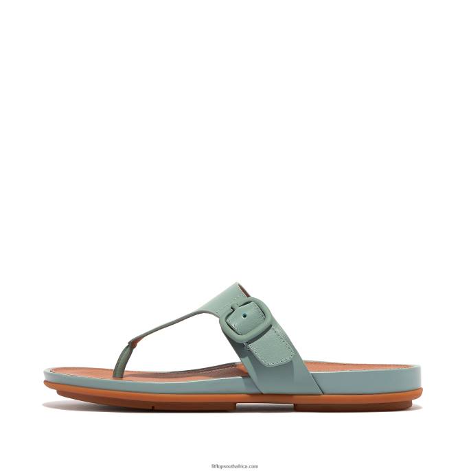 Women GRACIE Matt-Buckle Leather Toe-Post Sandals Fitflop 882F75 Cool Blue - Image 1