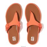 Women GRACIE Matt-Buckle Leather Toe-Post Sandals Fitflop 882F76 Sunshine Coral - Image 4