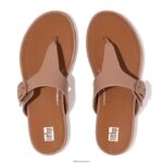 Women GRACIE Matt-Buckle Leather Toe-Post Sandals Fitflop 882F78 Beige - Image 3