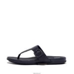 Women GRACIE Matt-Buckle Leather Toe-Post Sandals Fitflop 882F79 Midnight Navy