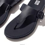 Women GRACIE Matt-Buckle Leather Toe-Post Sandals Fitflop 882F79 Midnight Navy - Image 4