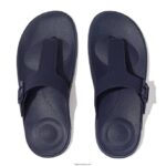 Women IQUSHION Adjustable Buckle Flip Flops Fitflop 882F1 Midnight Navy - Image 3