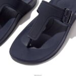 Women IQUSHION Adjustable Buckle Flip Flops Fitflop 882F1 Midnight Navy - Image 4