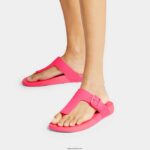 Women IQUSHION Adjustable Buckle Flip Flops Fitflop 882F2 Pop Pink - Image 2