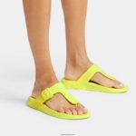 Women IQUSHION Adjustable Buckle Flip Flops Fitflop 882F3 Electric Yellow - Image 2