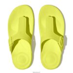 Women IQUSHION Adjustable Buckle Flip Flops Fitflop 882F3 Electric Yellow - Image 3