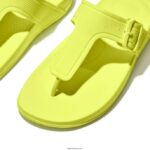 Women IQUSHION Adjustable Buckle Flip Flops Fitflop 882F3 Electric Yellow - Image 4