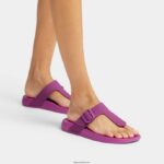 Women IQUSHION Adjustable Buckle Flip Flops Fitflop 882F5 Miami Violet - Image 2