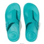 Women IQUSHION Adjustable Buckle Flip Flops Fitflop 882F6 Tahiti Blue - Image 4