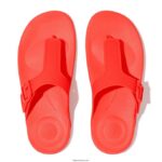 Women IQUSHION Adjustable Buckle Flip Flops Fitflop 882F7 Neon Orange - Image 3