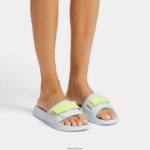 Women IQUSHION Adjustable Water-Resistant Slides Fitflop 882F107 Blue/Yellow - Image 2