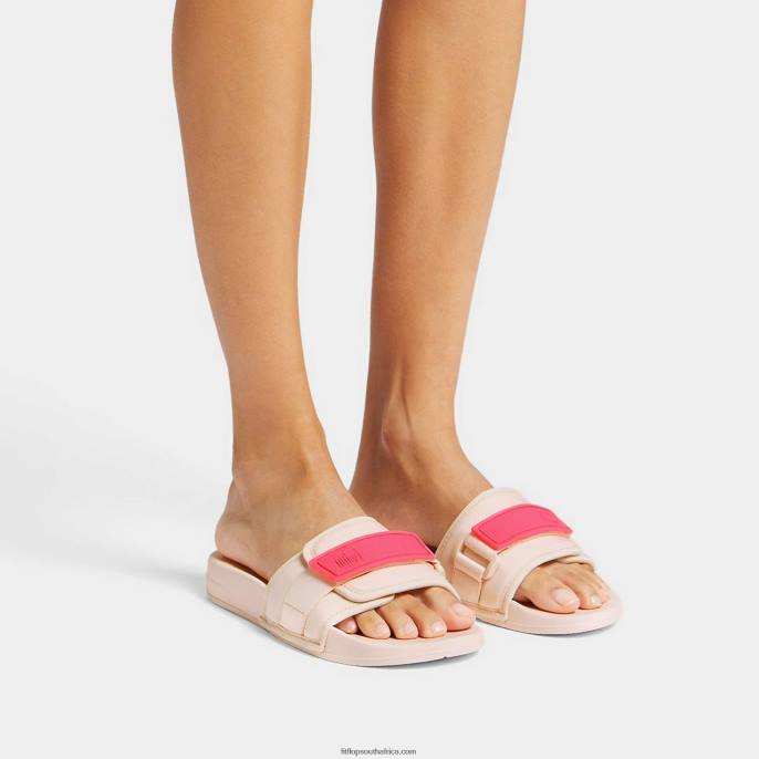 Women IQUSHION Adjustable Water-Resistant Slides Fitflop 882F109 Rose/Pop Pink - Image 2