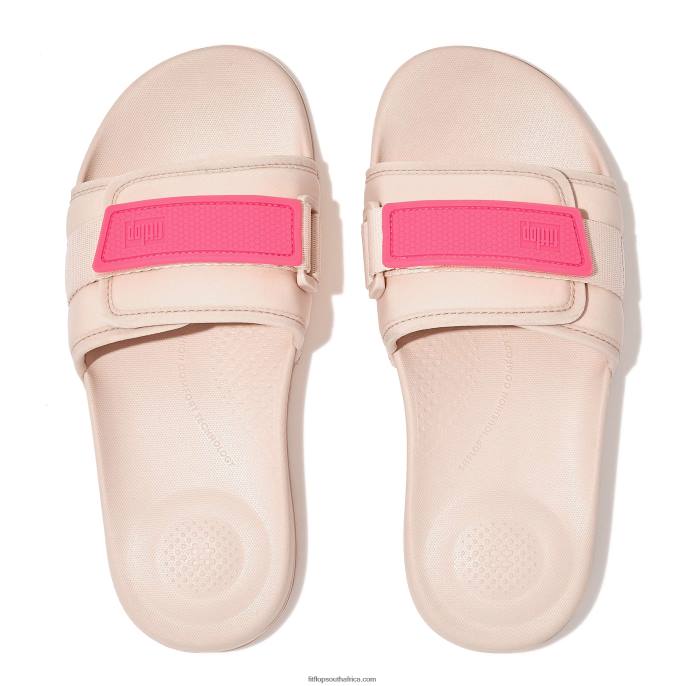 Women IQUSHION Adjustable Water-Resistant Slides Fitflop 882F109 Rose/Pop Pink - Image 3
