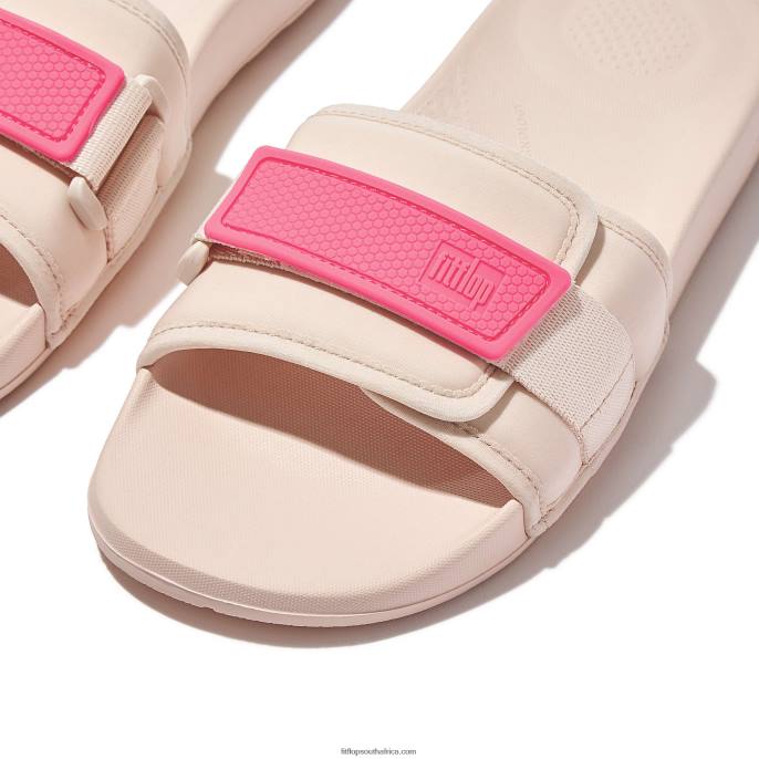 Women IQUSHION Adjustable Water-Resistant Slides Fitflop 882F109 Rose/Pop Pink - Image 4