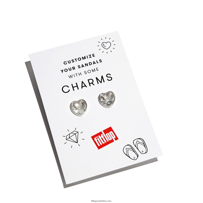 Women IQUSHION CHARMS Crystal Heart Charms 2-Pack Fitflop 882F30 Clear - Image 4