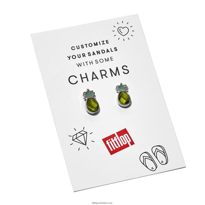Women IQUSHION CHARMS Crystal Pineapple Charms 2-Pack Fitflop 882F37 Yellow - Image 3