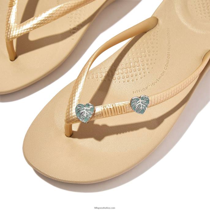 Women IQUSHION CHARMS Monstera-Leaf Resin Charms 2-Pack Fitflop 882F39 Cool Blue - Image 2