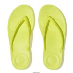 Women IQUSHION Ergonomic Flip Flops Fitflop 882F19 Electric Yellow - Image 4