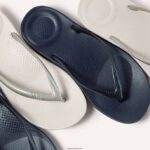 Women IQUSHION Ergonomic Flip Flops Fitflop 882F21 Silver - Image 4