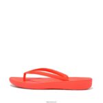 Women IQUSHION Ergonomic Flip Flops Fitflop 882F22 Neon Orange