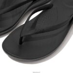 Women IQUSHION Ergonomic Flip Flops Fitflop 882F25 All Black - Image 3