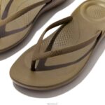 Women IQUSHION Ergonomic Flip Flops Fitflop 882F31 Mossy - Image 3