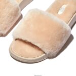 Women IQUSHION Shearling Slides Fitflop 882F197 Ivory - Image 4