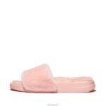 Women IQUSHION Shearling Slides Fitflop 882F198 Pink Salt