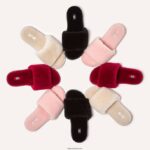 Women IQUSHION Shearling Slides Fitflop 882F316 Rich Red - Image 5