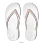 Women IQUSHION Sparkle Ergonomic Flip Flops Fitflop 882F14 Urban White - Image 3