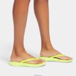 Women IQUSHION Sparkle Flip Flops Fitflop 882F15 Electric Yellow - Image 2