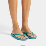 Women IQUSHION Transparent Flip Flops Fitflop 882F34 Tahiti Blue - Image 2