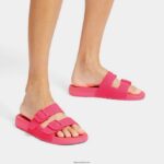 Women IQUSHION Two-Bar Buckle Slides Fitflop 882F89 Pop Pink - Image 2