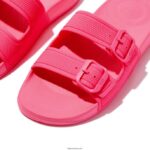 Women IQUSHION Two-Bar Buckle Slides Fitflop 882F89 Pop Pink - Image 3