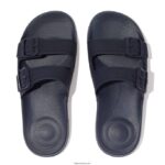 Women IQUSHION Two-Bar Buckle Slides Fitflop 882F90 Midnight Navy - Image 3