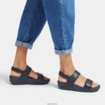 Women LULU Adjustable Leather Sandals Fitflop 882F52 Midnight Navy - Image 2