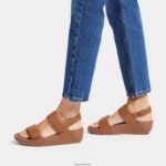 Women LULU Adjustable Leather Sandals Fitflop 882F53 Light Tan - Image 2